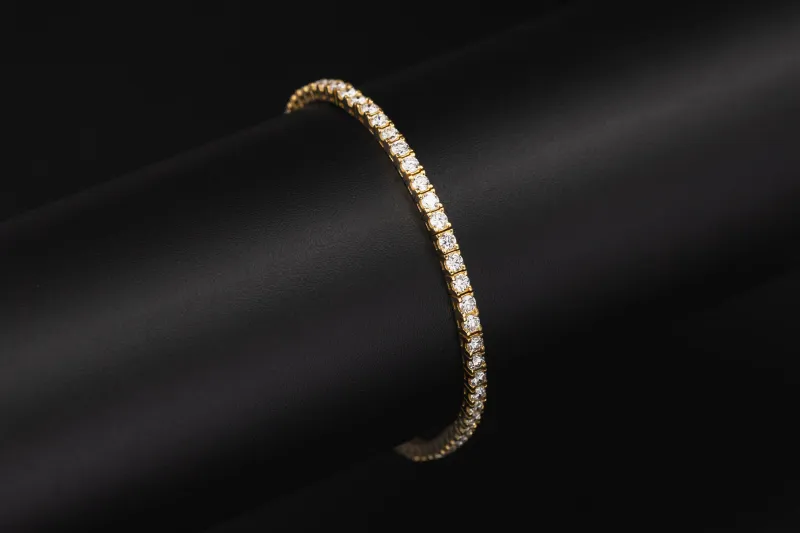 Lab Grown Brilliant Cut Diamond Gold Plated Sterling Silver Tennis Bracelet 4.41ct