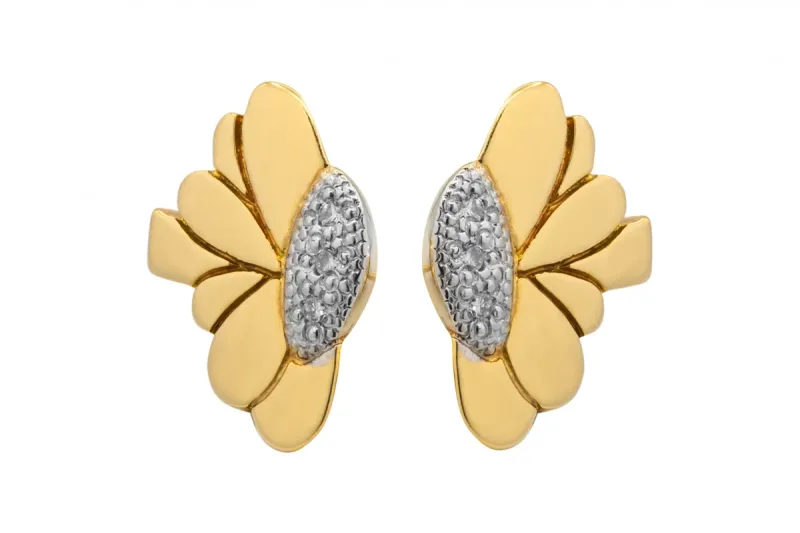 18ct Yellow Gold Flower Diamond Earrings 0.06ct 4.5g