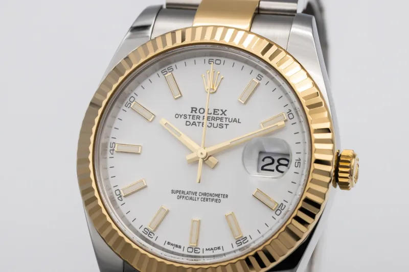 Rolex DateJust 41mm Steel & 18ct Yellow Gold White Oyster 126333 2017