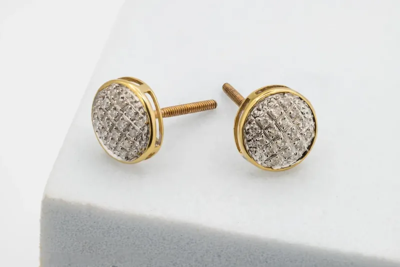 9ct Yellow Gold Round Diamond Stud Earrings 0.56ct