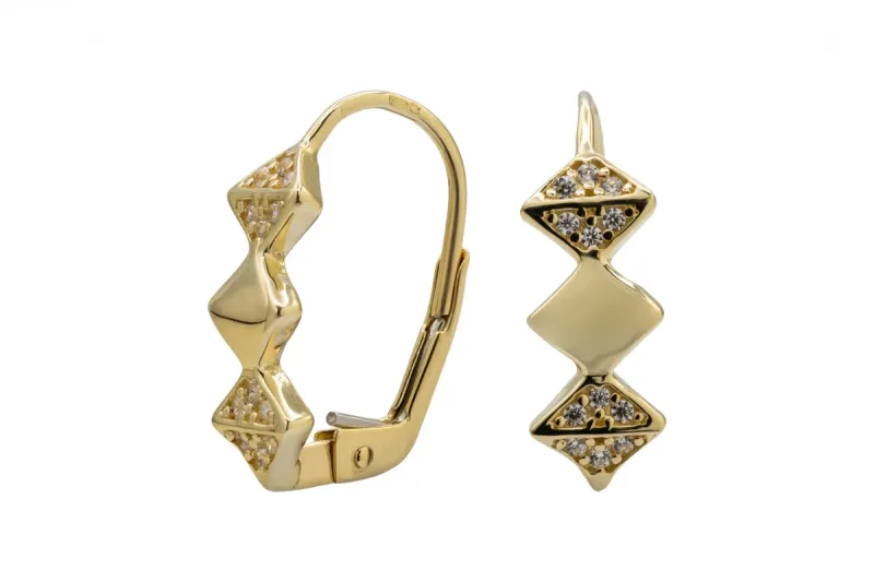9ct Yellow Gold Cubic Zirconia Drop Down Earrings 1.9g