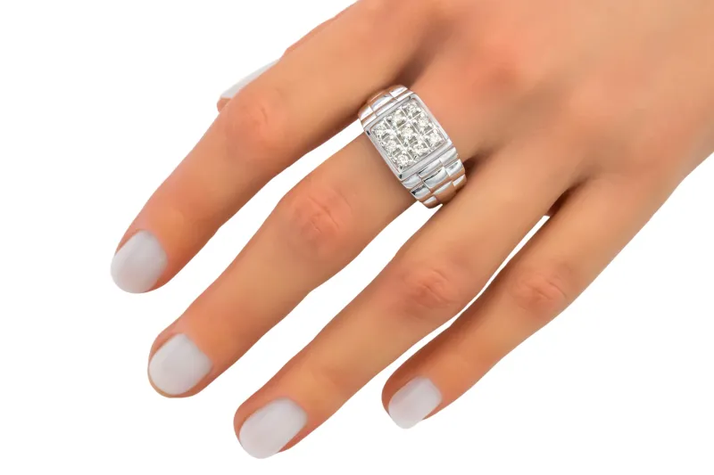 9ct White Gold Diamond Mens Ring 0.50ct 9.4g