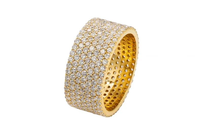 18ct Yellow Gold Diamond Eternity Mens Ring 6.00ct