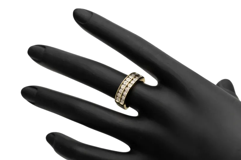 9ct Yellow Gold Double Row Diamond Wedding Band 0.07ct