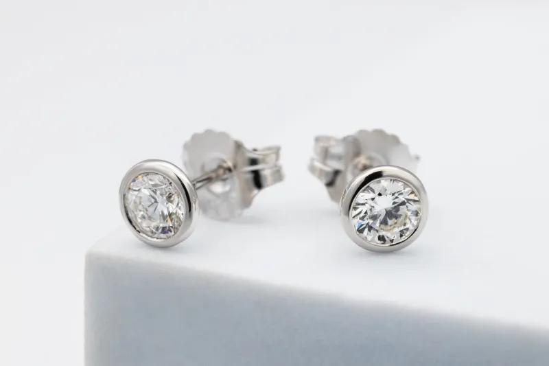 Sterling Silver Lab Grown Brilliant Cut Diamond Stud Earrings 1.06ct