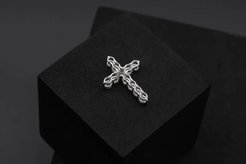 9ct White Gold Diamond Cross Pendant 0.50ct