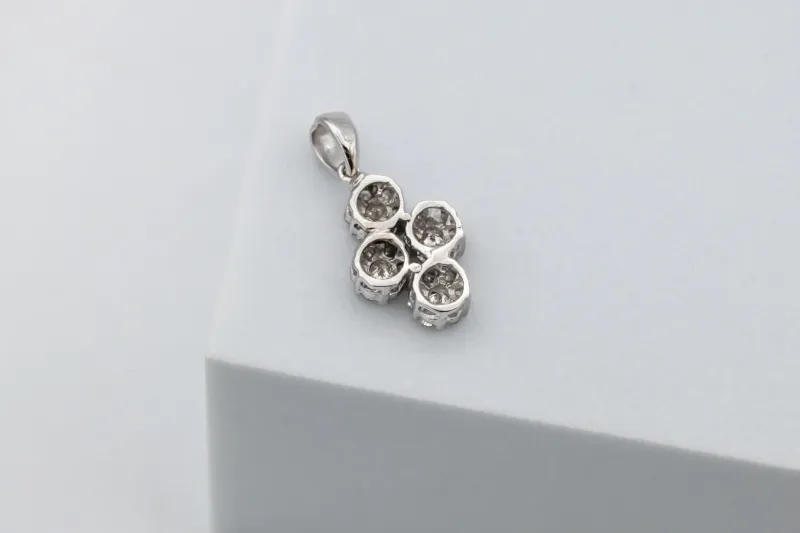 14ct White Gold Diamond Cluster Pendant & Earring Set 1.43ct