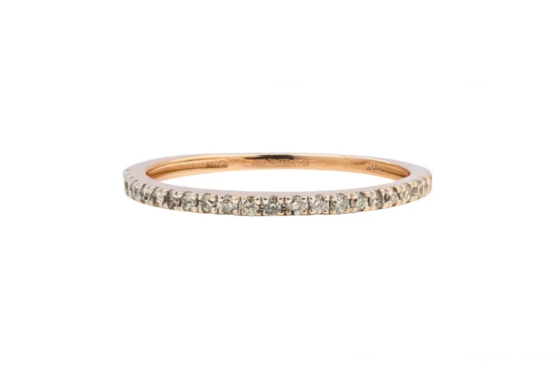 14ct Rose Gold Micro Pave Diamond Ring 0.14ct