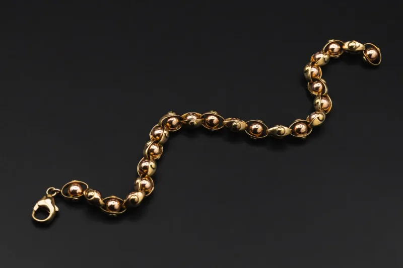 9ct Rose & Yellow Gold Ball Cage Bracelet 21.4g