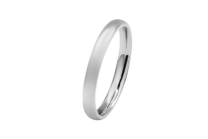 18ct White Gold D-Court Wedding Band