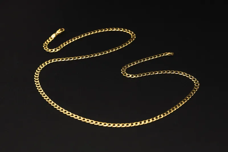 9ct Yellow Gold Flat Curb Chain 22" 9.1g