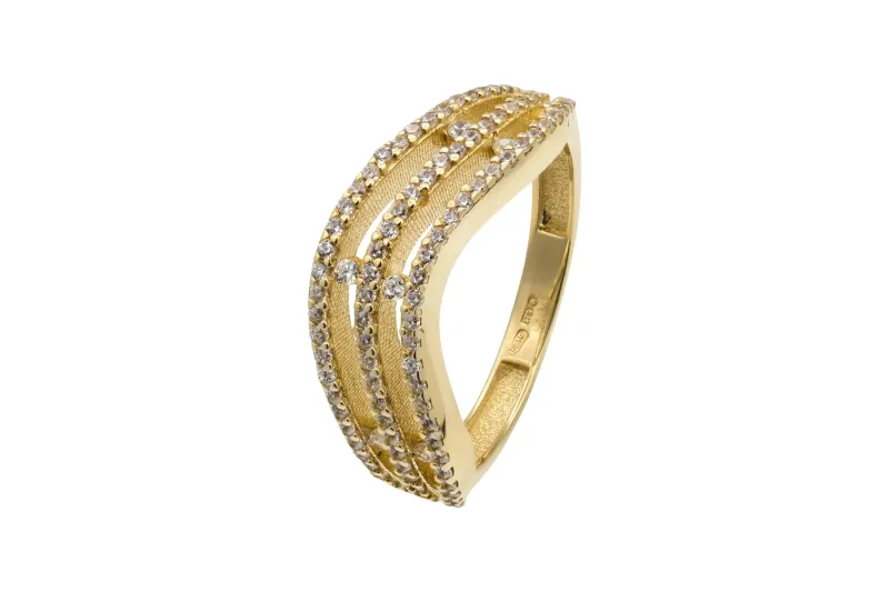 9ct Yellow Gold Cubic Zirconia Multi-Row Dress Ring 3.9g