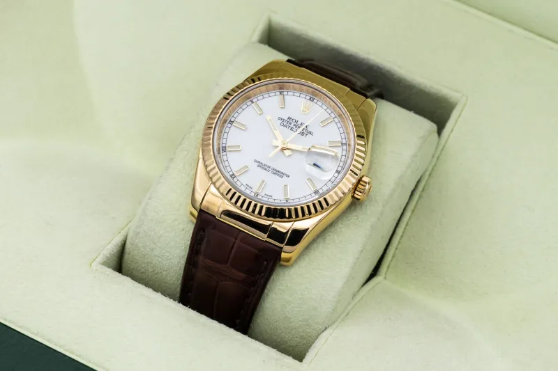 Rolex DateJust 36mm Brown Leather Strap 116138 2010
