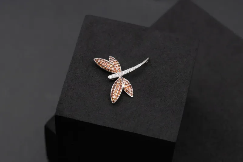 18ct White Gold Diamond & Sapphire Dragonfly Pendant 0.10ct