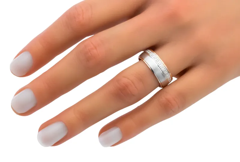 14ct White And Rose Gold  Diamond Wedding Band 0.27ct 5.2g