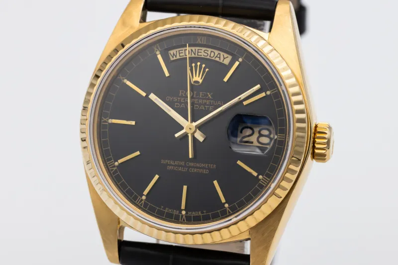 Rolex Day-Date 36mm Black Leather 18038 1978