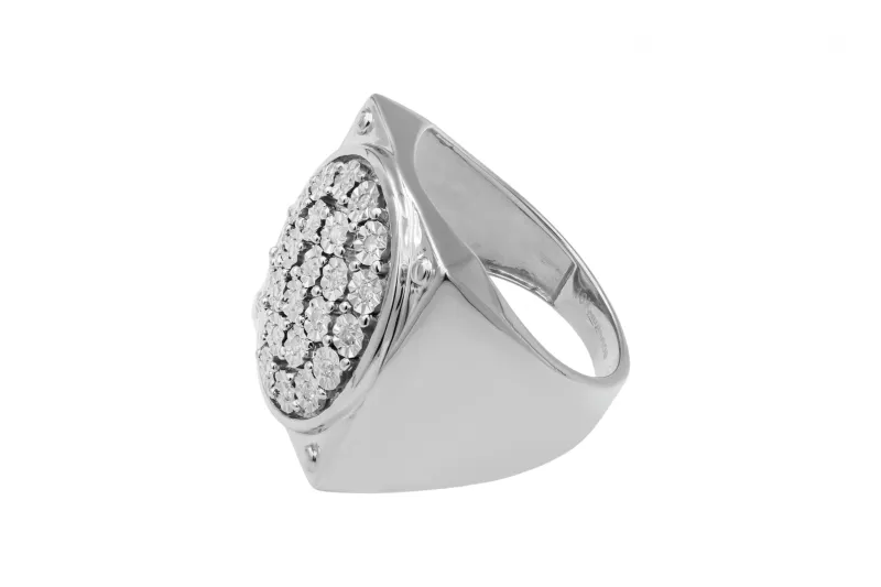 9ct White Gold Diamond Mens  Ring 0.25ct