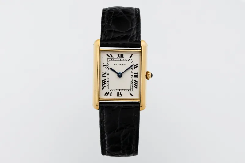 Cartier Tank Francaise Quartz 25mm Black Leather 83717702 Circa 1990s