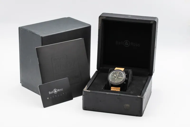 Bell & Ross Chronograph Heritage PVD 41mm Tan Leather BR126-94-SC 2017