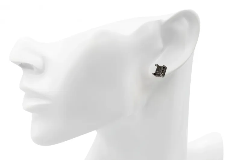 9ct White Gold Black Diamond Black Plated Stud Earrings 0.45ct 2g
