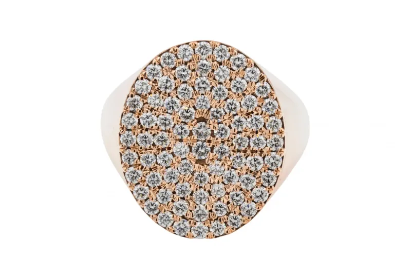 9ct Rose Gold Oval Diamond Mens Ring 2.00ct