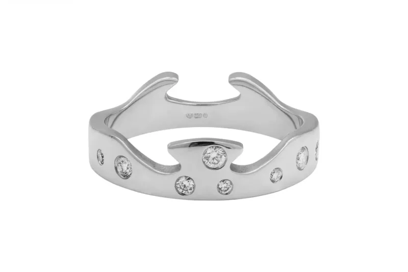 Georg Jensen 18ct White Gold Diamond Fusion End Ring 1367 End AB