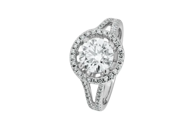18ct White Gold Round Halo Lab Diamond Ring 1.48ct IGI Certified
