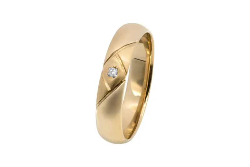 9ct Yellow Gold Diamond Set Classic Band Ring 0.05ct 4.2g