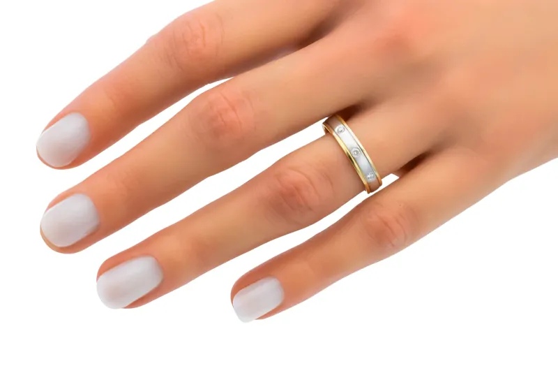 18ct White & Yellow Gold Diamond Wedding Band 0.09ct