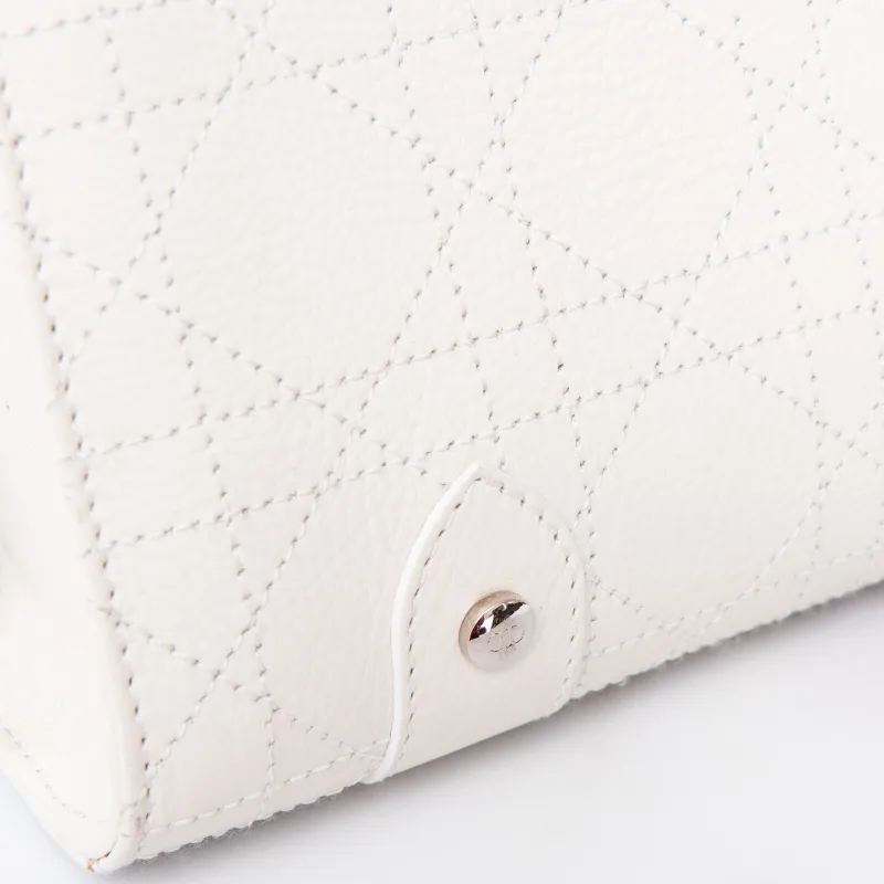 Christian Dior East West Off White Leather Cannage Bag
