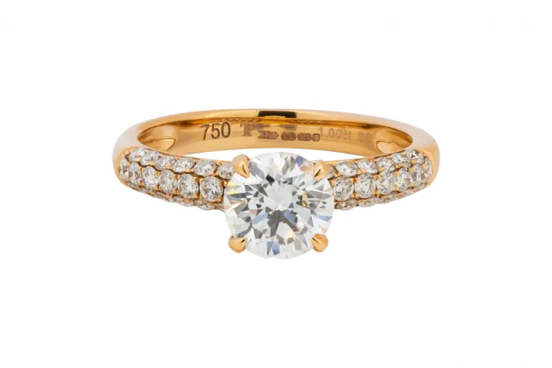 18ct Rose Gold Diamond Engagement Ring 1.27ct D VVS2 GIA Certified 3.2g