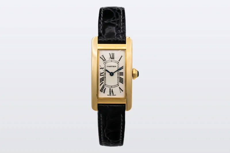 Cartier Tank Americaine 19mm Black Leather W2601556 Circa 2000s