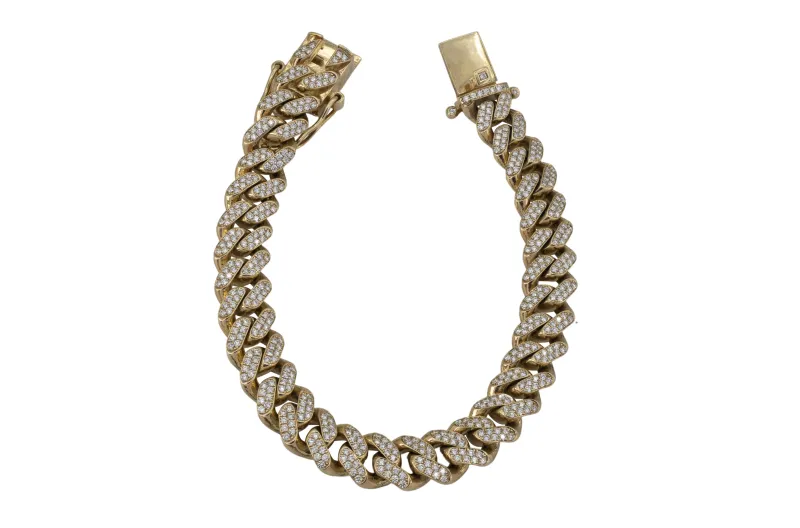 9ct Yellow Gold Diamond Cuban Bracelet 4.4ct VS