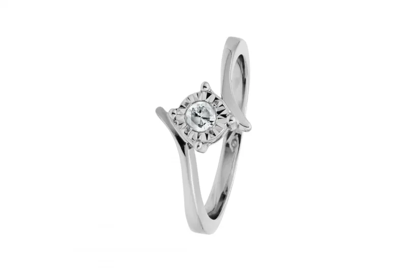9ct White Gold Diamond Engagement Ring 0.10ct