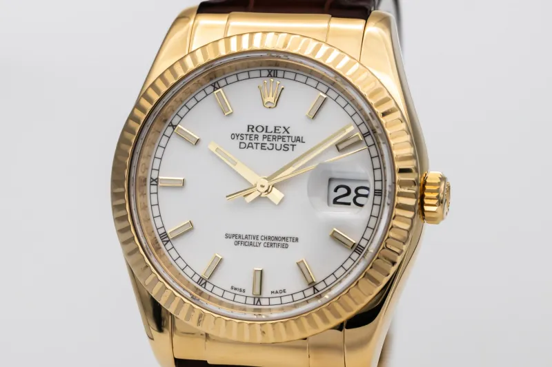 Rolex DateJust 36mm Brown Leather Strap 116138 2010