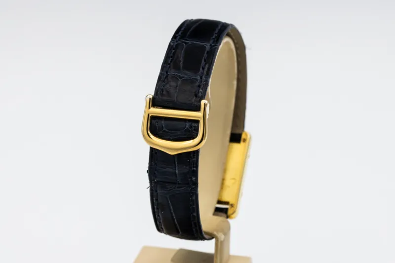 Cartier Must de Cartier Tank 22mm Vermeil Black Leather 1613 Circa 1990s