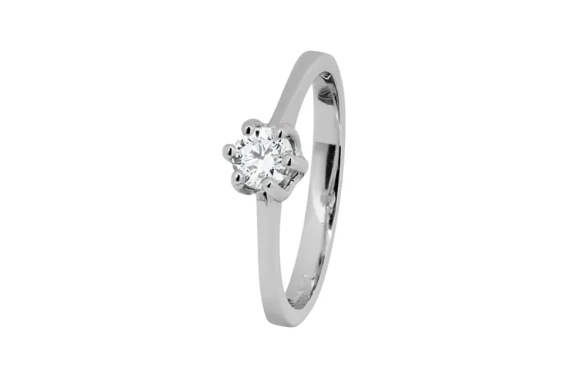 18ct White Gold Classic Solitaire Diamond Ring 0.29ct