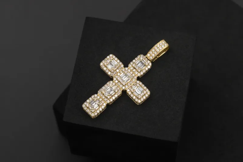 9ct Yellow Gold Diamond Cross Pendant 2.00ct