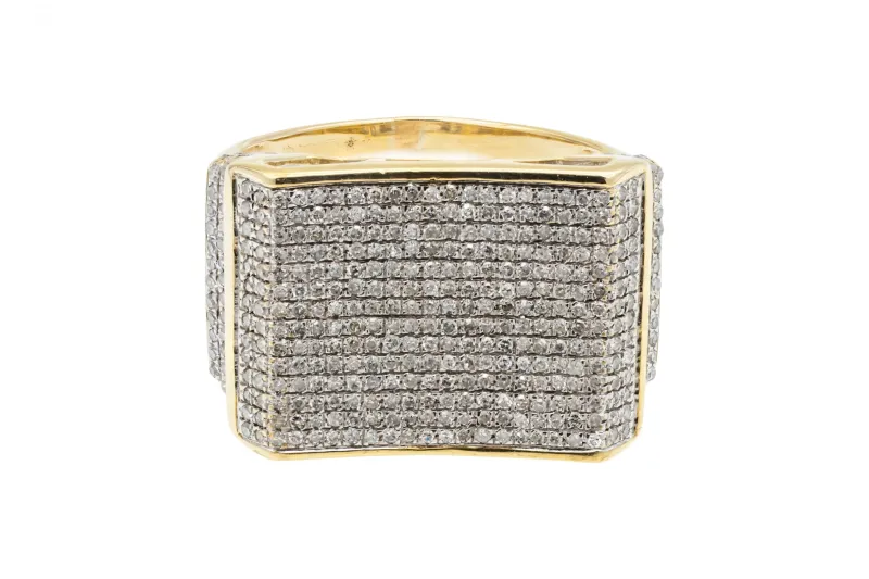 9ct Yellow Gold Micro-Pave Diamond Ring 1.10ct 7.9g