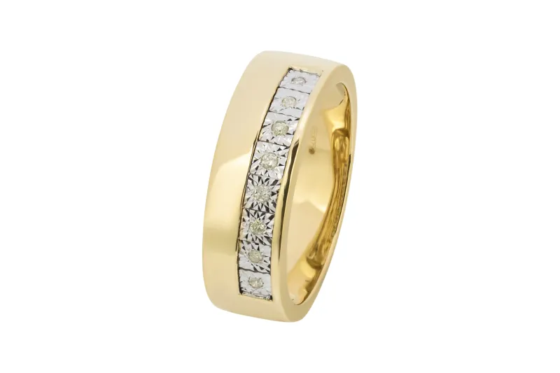 9ct Yellow Gold Diamond Wedding Band 0.08ct