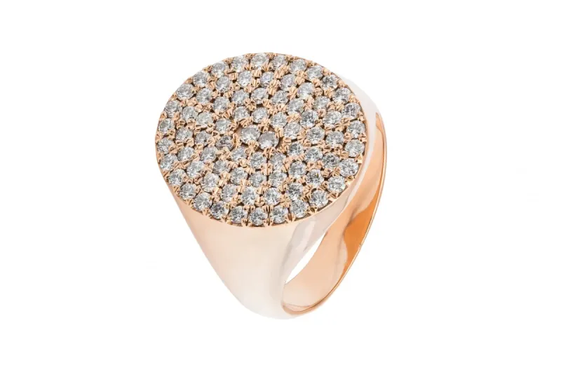 9ct Rose Gold Oval Diamond Mens Ring 2.00ct