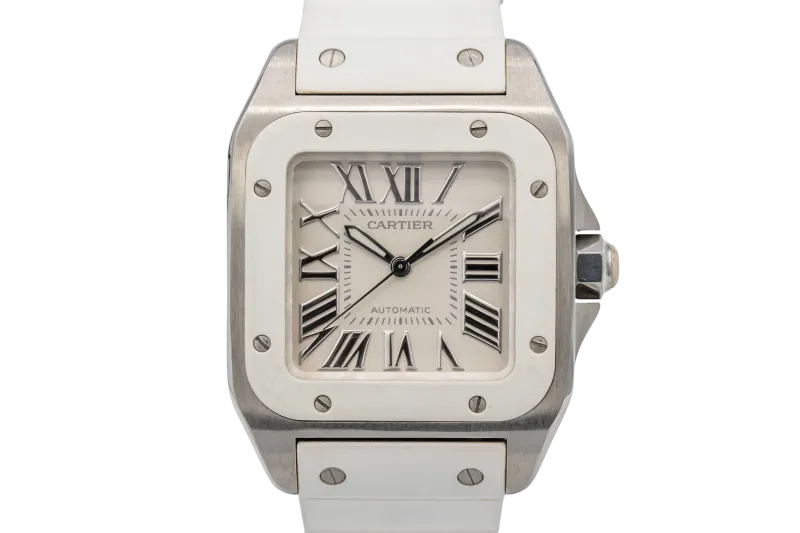 Cartier Santos 100 Midi 33mm White Rubber 2878 Circa 2010