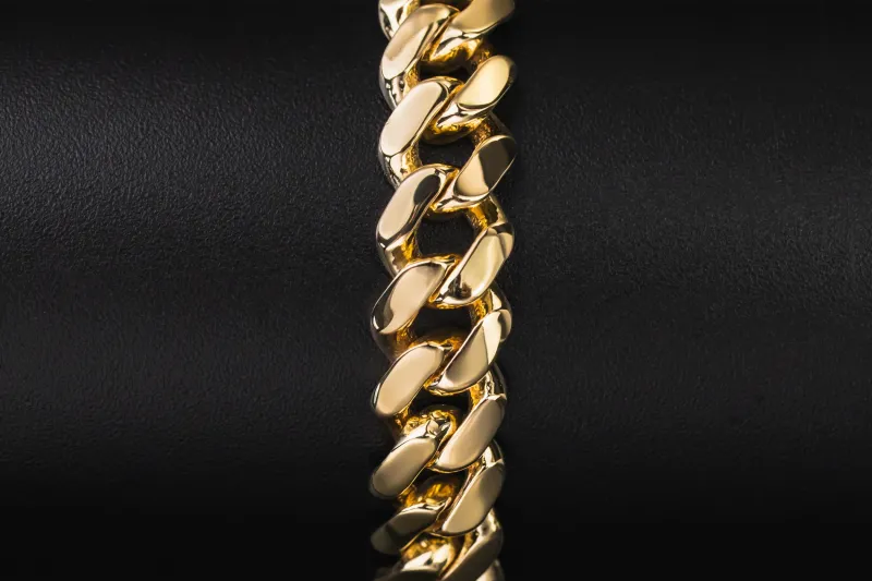 9ct Yellow Gold Cuban Link Bracelet 9" 46.6g