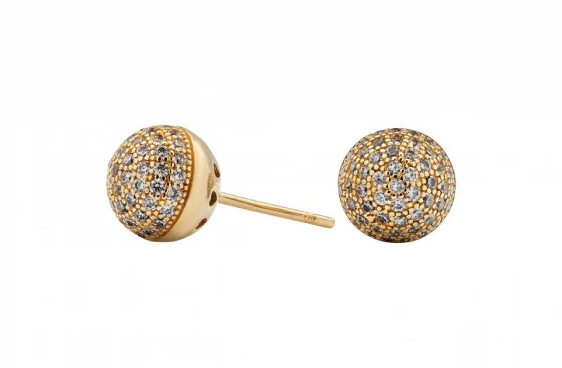 14ct Yellow Gold Cubic Zirconia Ball Stud Earrings 3.1g