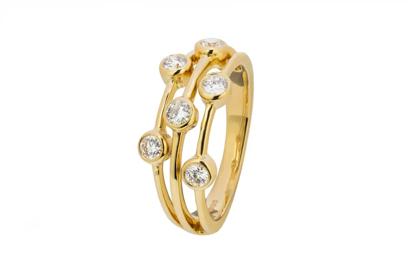 18ct Yellow Gold Bubble Diamond Ring 0.38ct