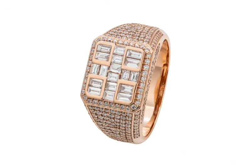 9ct Rose Gold Diamond Mens Ring 1.63ct 7.4g