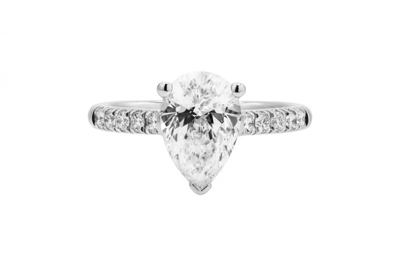 18ct White Gold Pear Lab Diamond Engagement Ring 1.60ct IGI Certified