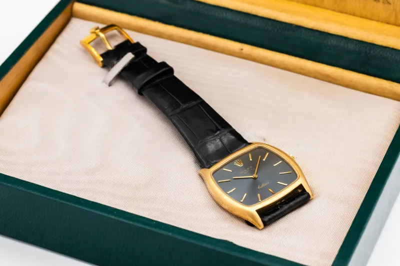 Rolex Cellini 31mm 18ct Yellow Gold Black Leather 3805 1984