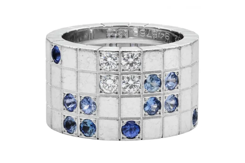 Cartier Lanieres Sapphire Diamond White Gold Ring Size 52