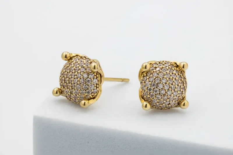 9ct Yellow Gold Cubic Zirconia Stud Earrings  3.3g